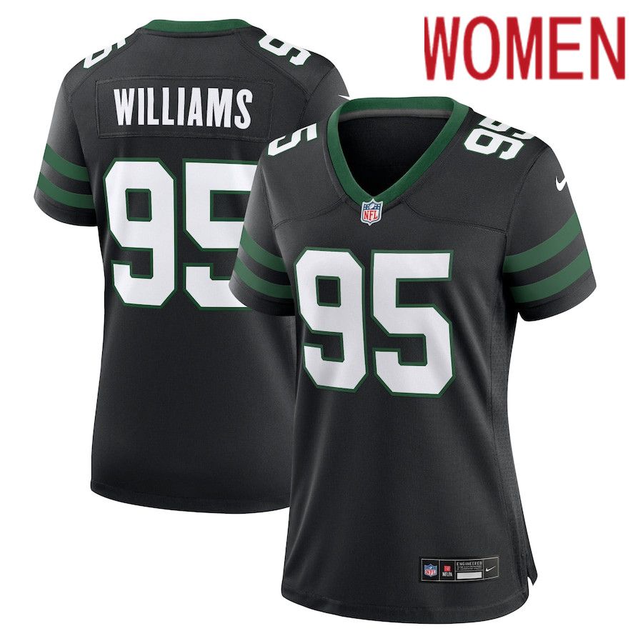 Women New York Jets #95 Quinnen Williams Nike Legacy Black Alternate Game NFL Jersey->->Women Jersey